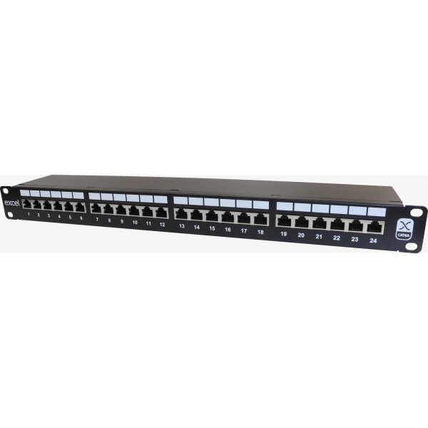 100 032 Excel Category 6A Screened PCB punchdown panel 24 port 1U black