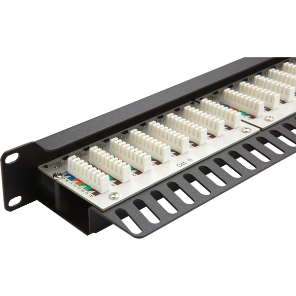 100 302 EXCEL CAT6 24 PORT 1U R ANGLE PATCH PANEL BLACK