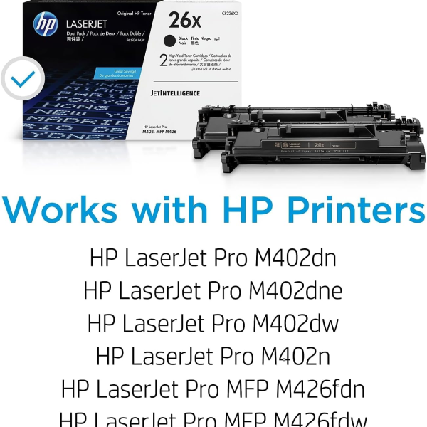 CF226XD HP 26X 2 pack High Yield Black Original LaserJet Toner Cartridges