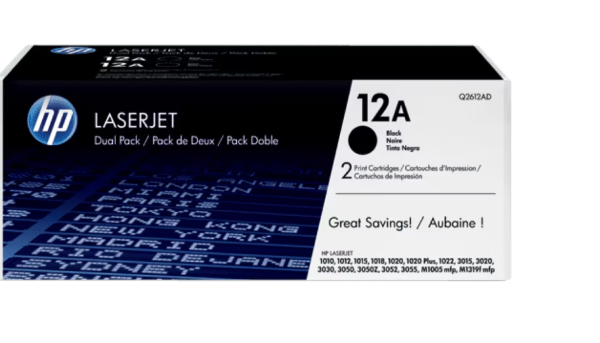 HP 12A 2 pack Black Original LaserJet Toner Cartridges Q2612AD