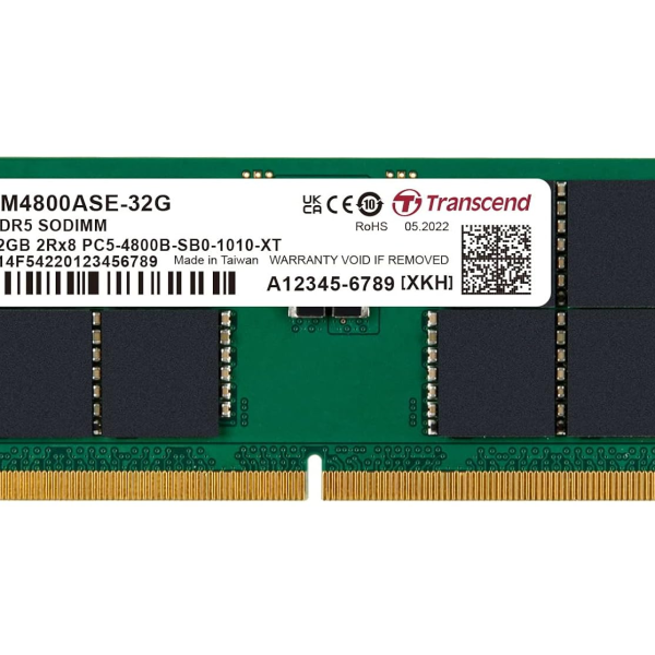 JM4800ASE 32G TRANSCEND 32GB JM DDR5 4800 265 00 2 650 00 SO DIMM 2Rx8 2Gx8 CL40 1 1V JM4800ASE 32G
