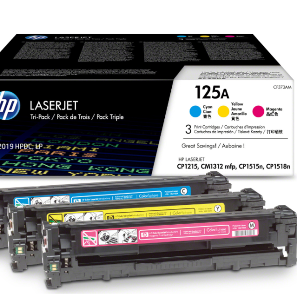 CF373AM HP 125A 3 pack Cyan Magenta Yellow Original LaserJet Toner Cartridges