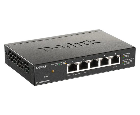 DGS 1100 05PDV2 D Link 5 Port Gigabit Smart Managed Metal Compact PoE Switch PoE Extender