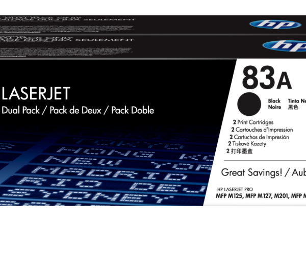 CF283AD HP 83A 2 pack Black Original LaserJet Toner Cartridges
