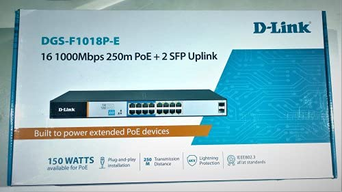 DGS F1018P E 16GE PoE 2 SFP Ports 250m PoE Switch
