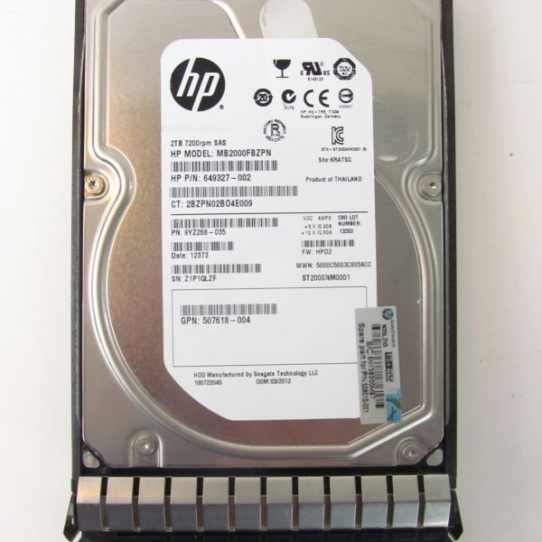 508010 001 507616 B21 HP 2TB 6G SAS 7 2K rpm LFF 3 5 inch Dual Port Midline Hard Drive