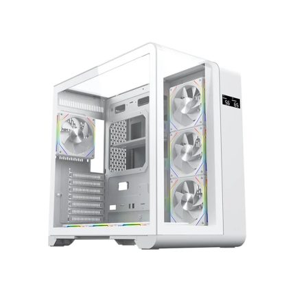 True Nort ATX/ITX Gaming PC Desktop Computer Case White with Double Tempered Glass Panels with 4 ARGB  Fan Support
