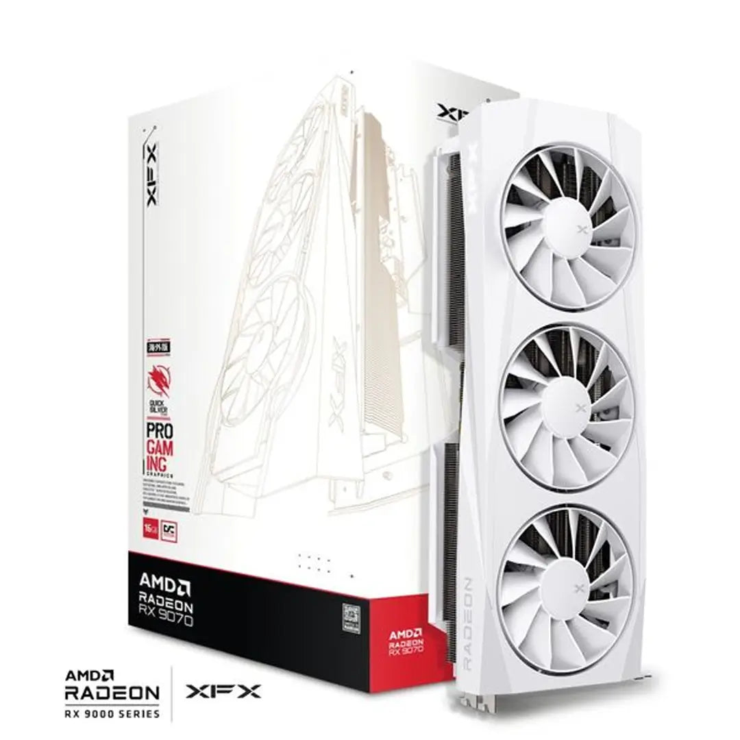 QuickSilver AMD Radeon RX 9070 OC White Gaming Edition with 16GB GDDR6 Graphics Card, 256-bit Memory, 2700 MHz Boost Clock, 4096 Stream Processors, 20 Gbps Memory Speed, HDMI 3xDP, AMD RDNA 4, PCIE 5.0